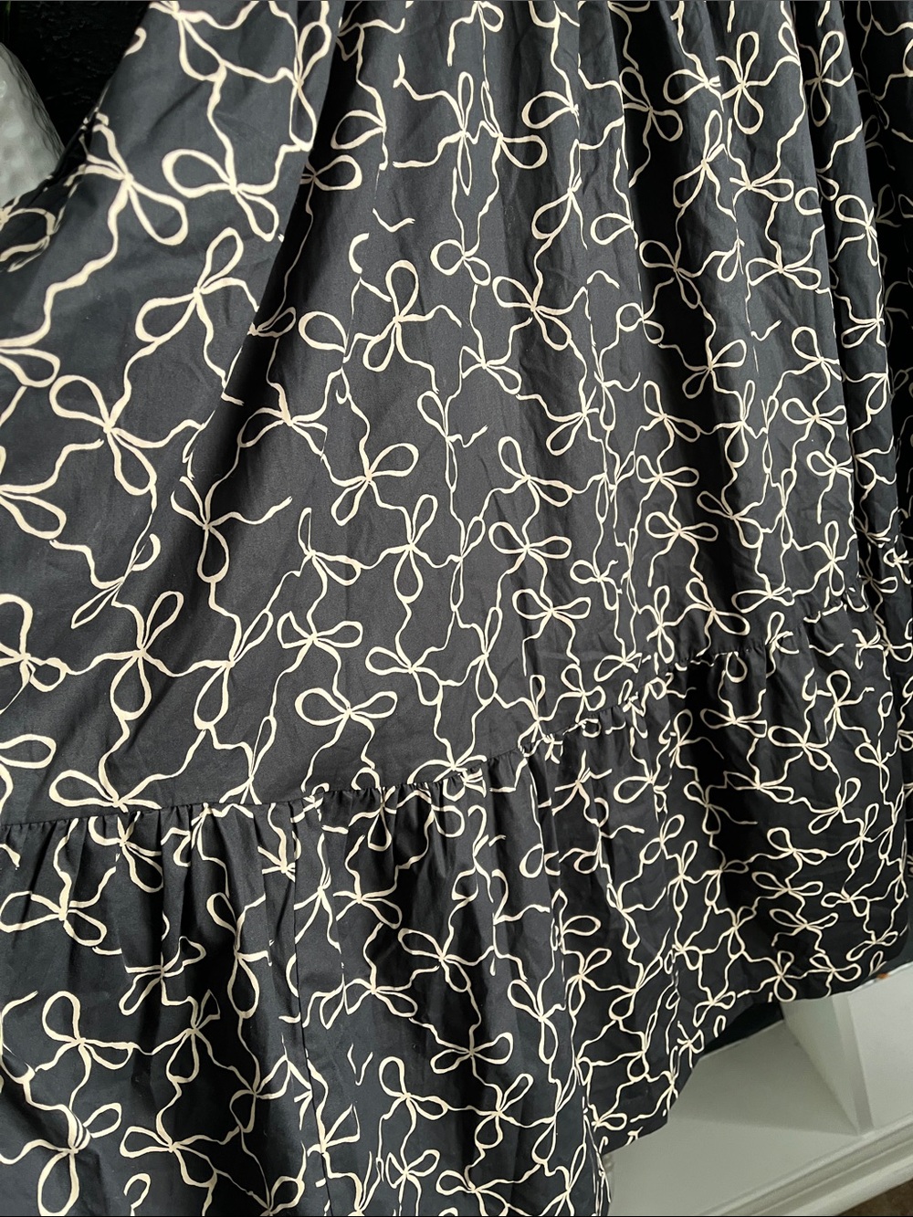 Abercrombie & Fitch Black Midi Dress with Cream Swirl Print - Picture 7 of 13